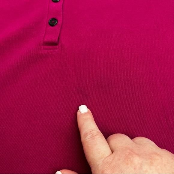 Burberry Brit Womens Size Medium Pink Mock Neck Long Sleeve Polo Ruffle *FLAW* - Picture 7 of 11